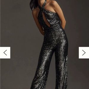 MAEVE Sequin Halter Jumpsuit Anthropologie Size 6